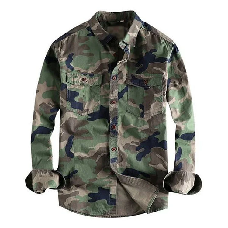 MEN'S WASHED CAMO CARGO SHIRT