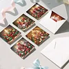 6PCS DIY Diamond Art Greeting Cards Christmas Candle Congratulations Cards Gift