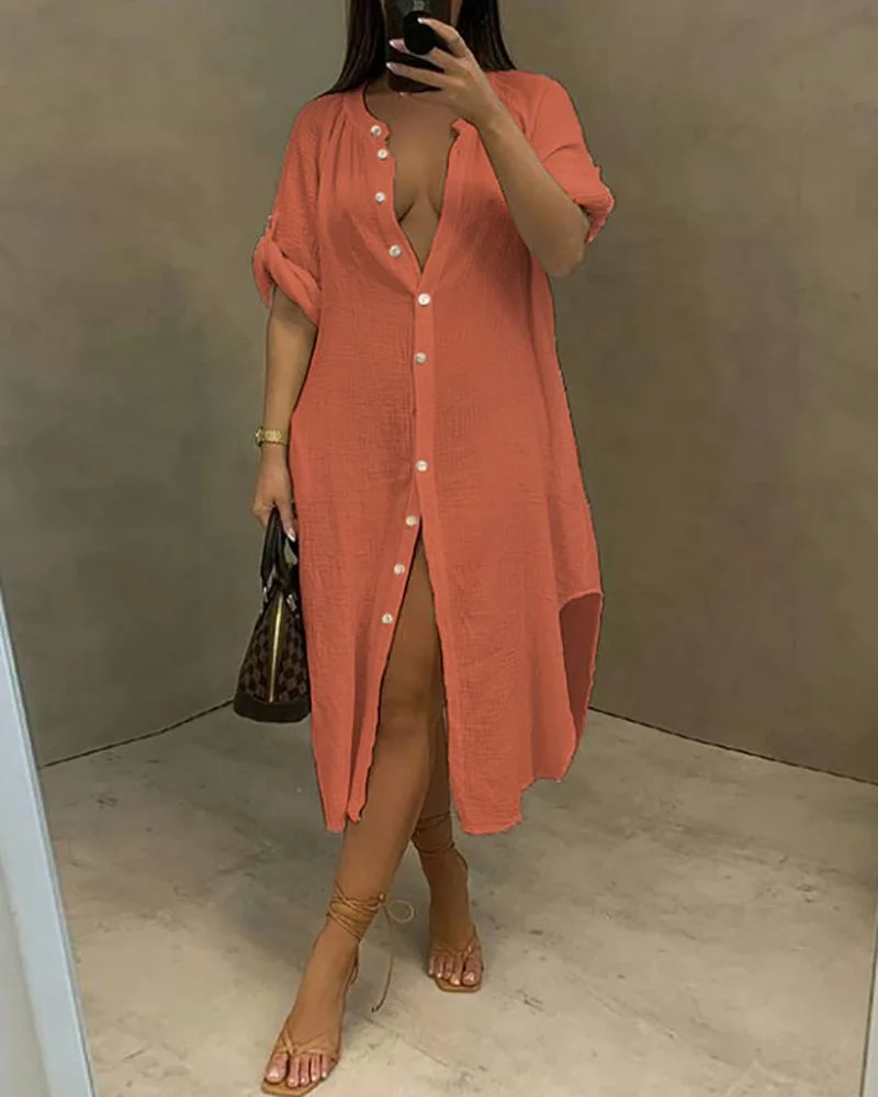 Casual Long Sleeve Shirt Dress