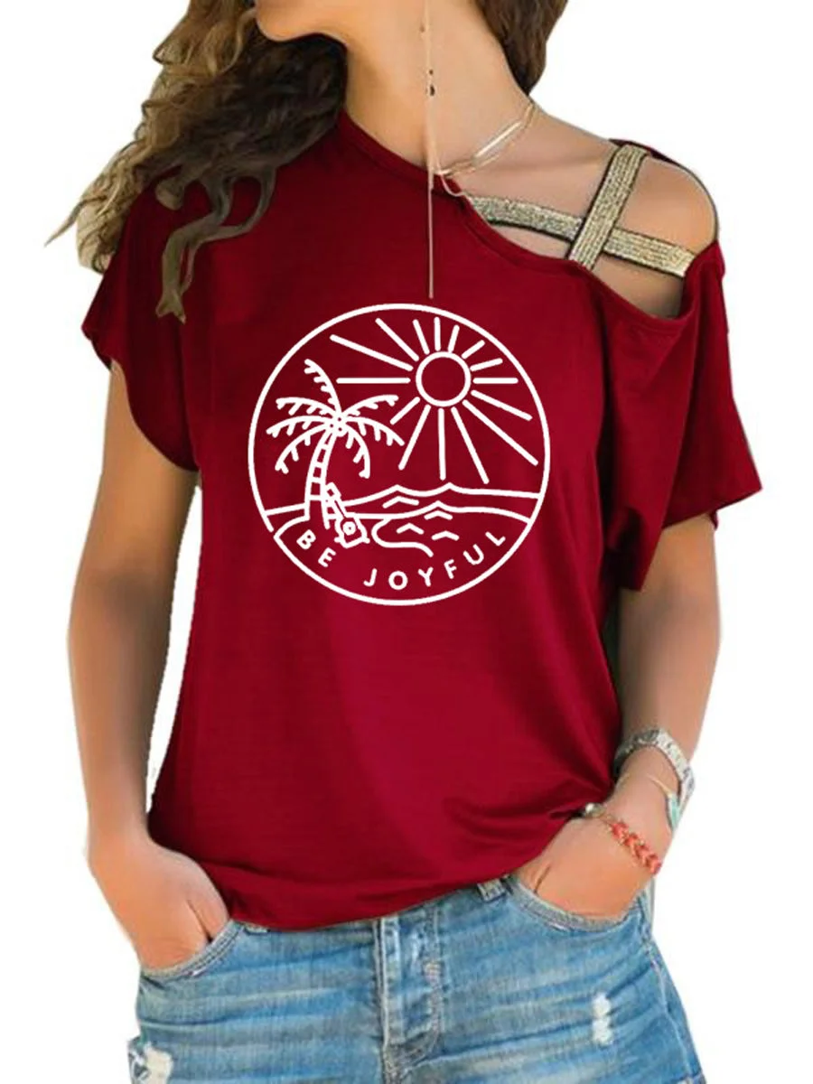 Irregular Cross - Cut Short - Sleeved T-shirt