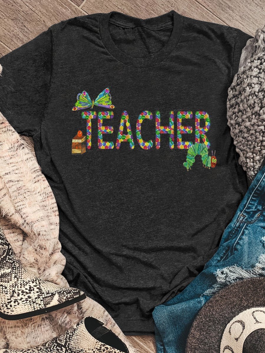 Teacher Print Short Sleeve T-shirt