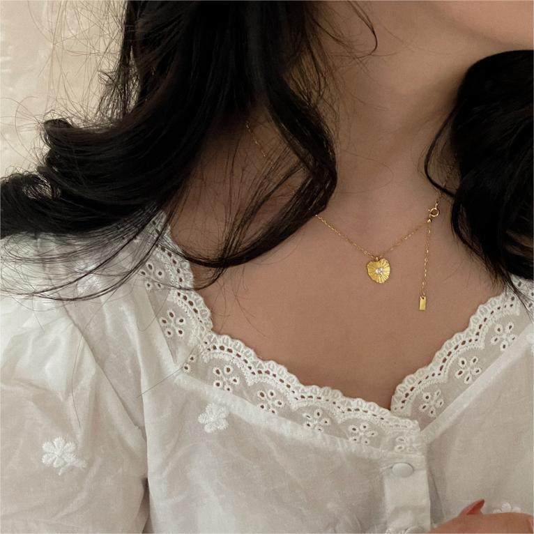 925 Sterling Silver Korean Tulip Geometric Silver Electroplating Necklaces