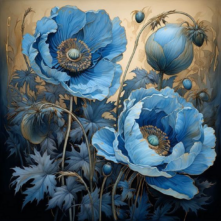 Poppy Flower 30*30CM (Canvas) Full Round Drill Diamond Painting gbfke