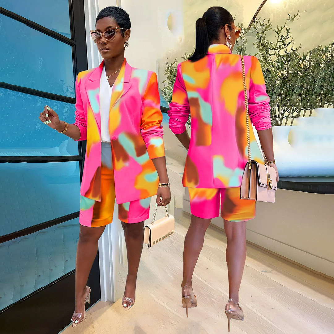 Casual Printing And Dyeing Fashion Jacket Shorts Suit | IFYHOME