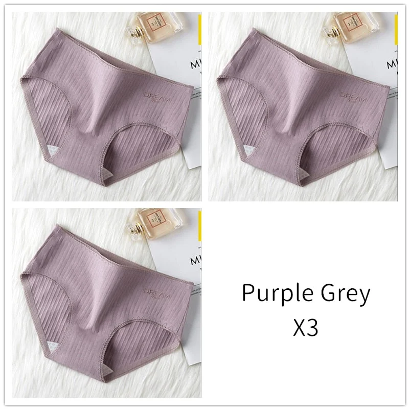 3Pcs Women Panties Lace Cotton Underwear Girls Mid Waist Briefs Lady Cute Sexy Lingerie Intimates Breathable Underpants Female