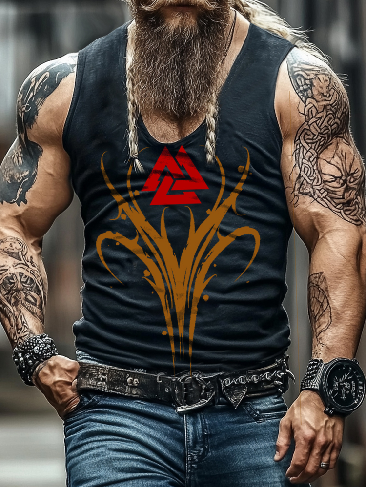 Viking Nordic Mythology Valknate Odin Knot Digital Direct Inkjet Printed Short Sleeve Top / Rvogue / Rvogue