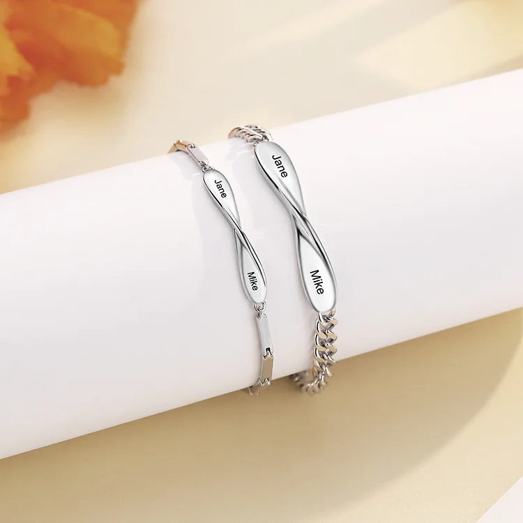 Personalized Couple Bracelets Engrave Couple Names Matching Bracelet Valentines Gifts