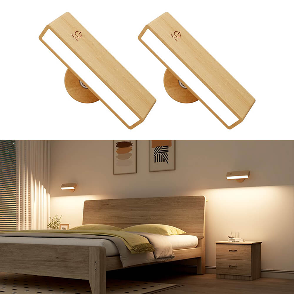Square Wood Grain Wall Light(2 Packs)