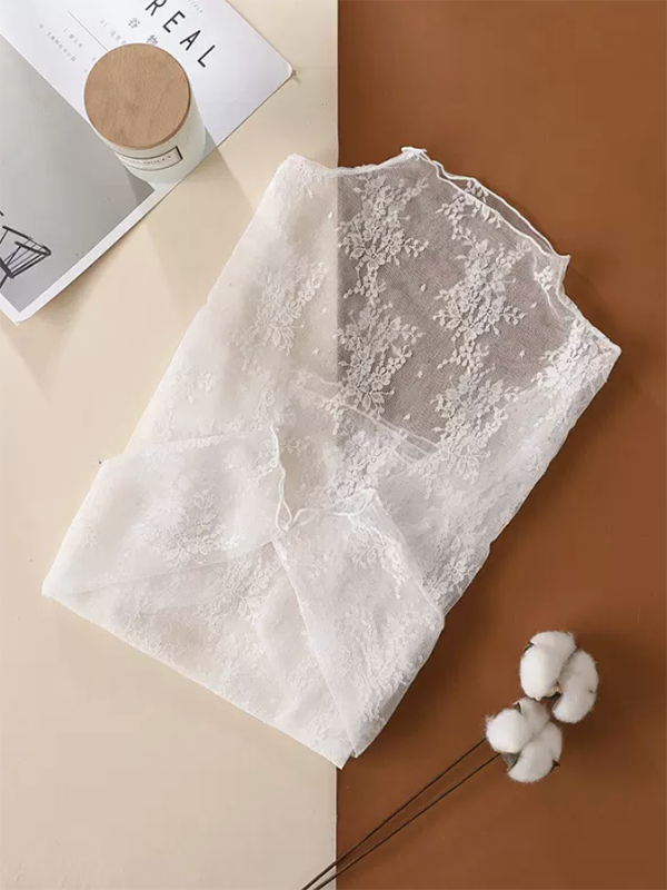Casual Loose Mesh Solid High-Neck Blouses&Shirt Top