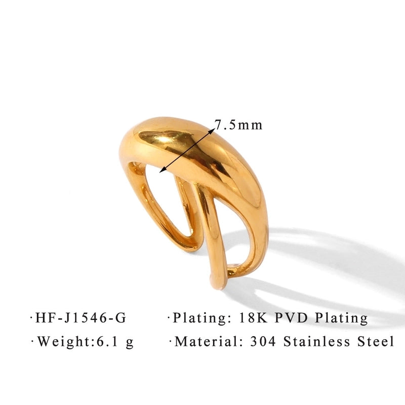 Minimalist Classic Style Solid Color 304 Stainless Steel Plating Rings