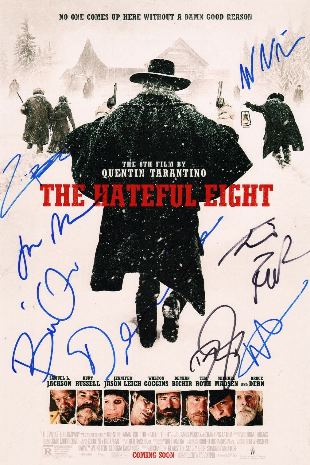 THE HATEFUL EIGHT Cast x8 Authentic Hand-Signed Jennifer Jason Leigh 11x17 Photo Poster painting