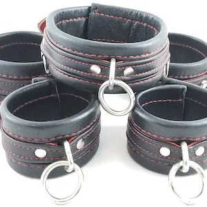pornhint Pornhint Leather Bondage Ankle, Wrist cuffs, Collar Genuine Leather Hand Made Cosplay Costume BDSM Gear Fetish Master/Slave Mature