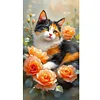 Diamond Painting - Full Round Drill - Cat and Flowers(Canvas|40*70cm)