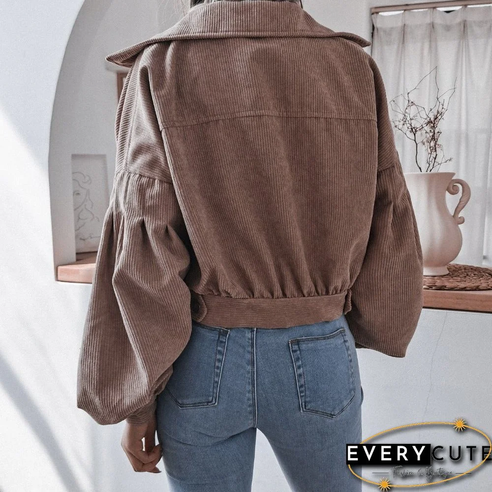 Lantern Long Sleeve Corduroy Casual Jacket Jacket Single-breasted Women's Jacket In Autumn and Winter