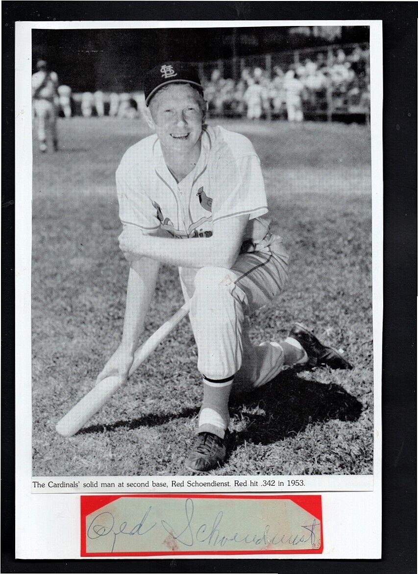 1953 RED SCHOENDIENST-ST LOUIS CARDINALS VINTAGE AUTOGRAPHED cut W/ Photo Poster painting-HOF