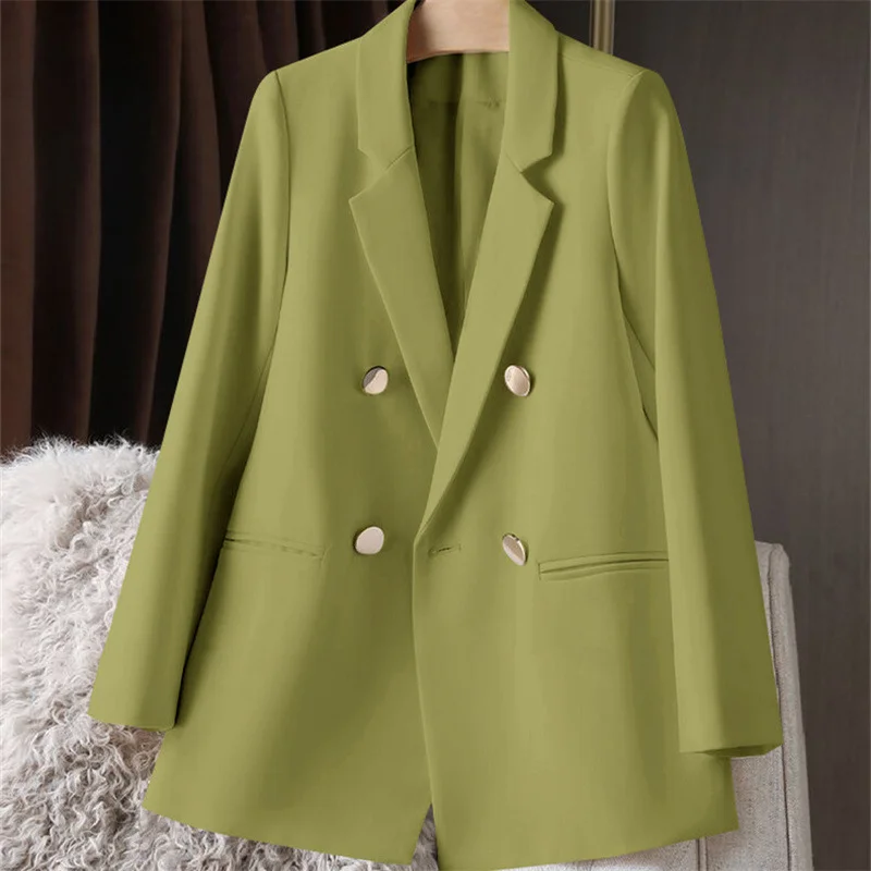 Woherb Woherb New Blazer Female Metal Button British Wind Casual Versatile Green Red Small Suit Tide-Outfit Ideas