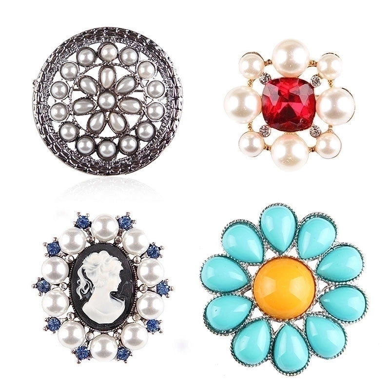 Korean Style Pin Star Flower Alloy Plating Inlay Rhinestones Pearl Unisex Brooches