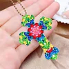 6PCS Diamond Painting Double Sided Cross Keychains Christmas Decoration Gift