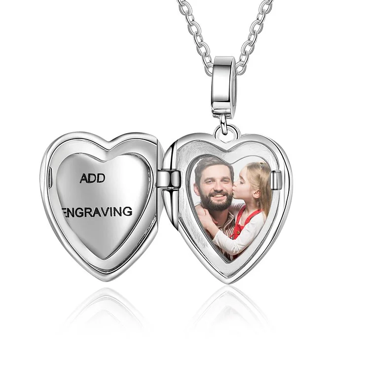 Personalized Heart Photo Locket 925 Sliver Necklace Custom Photo Necklace Gifts For Her