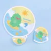 8PCS Summer Outdoor Cute Cartoon Portable Soft Fabric Round Folding Fan Kids Back to School Stationery Gift