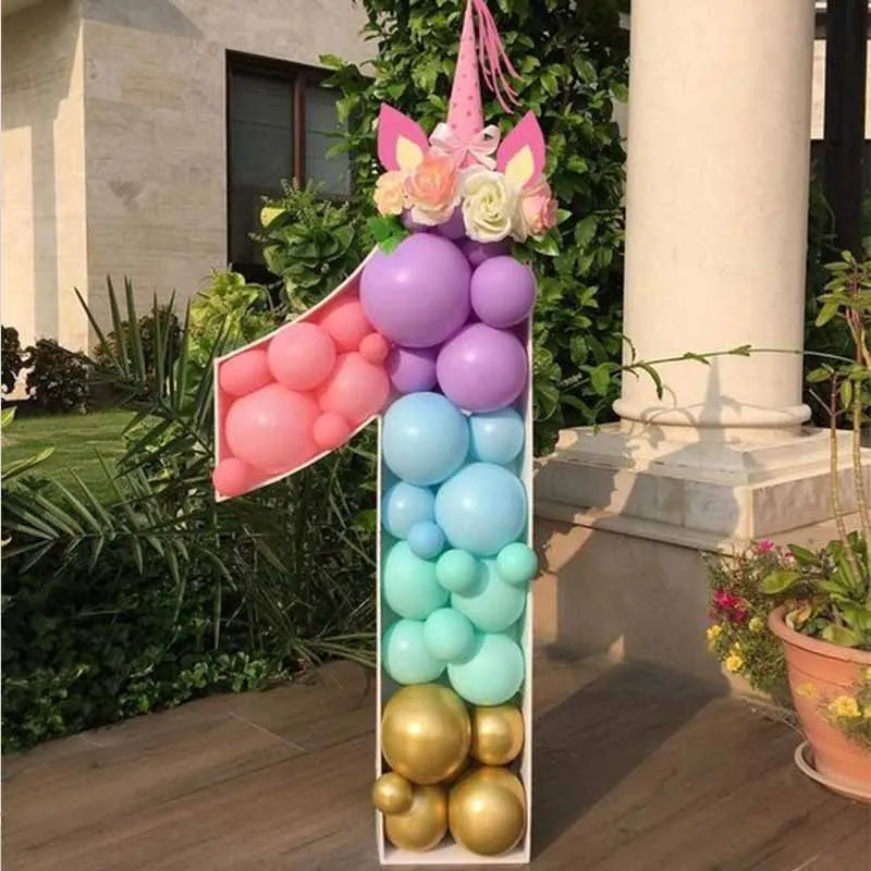 100/73cm Large Number Balloon Filling Box Frame Stand Kids Adult Birthday Party Anniversary Baby Shower DIY Decoration Wedding