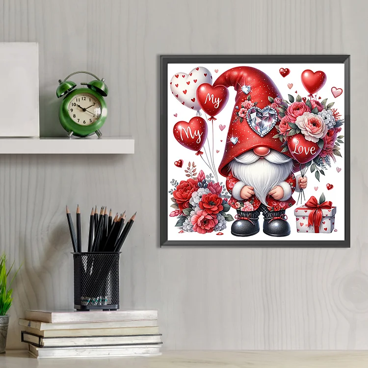 Diamond Painting - Full Round - Valentines Day Gnome(30*30cm)-1117916.05