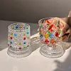 Luxury painted whiskey glass, premium liquor glass, household rotating tumbler glass beer glass