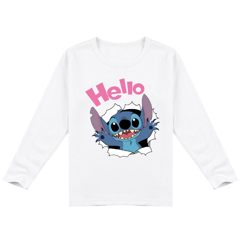 Mayoulove Stitch Long Sleeve T-Shirt - Cute and Comfortable Clothing for Kids 5-14 – Disney's Best Cartoon Character - Cosplay Costume for Boys and Girls - Stitch Lovers' Gift Idea for Christmas or Birthday – Soft and Durable Fabric for Everyday Wear-Mayoulove