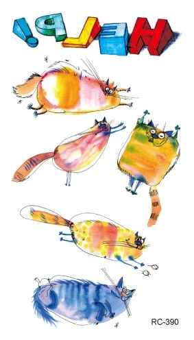 52 Kinds Watercolor Animals Fake Tattoos Temporary Cat Flamingo Wolf Whale Fox Butterfly Waterproof Tatto Stickers Small Size