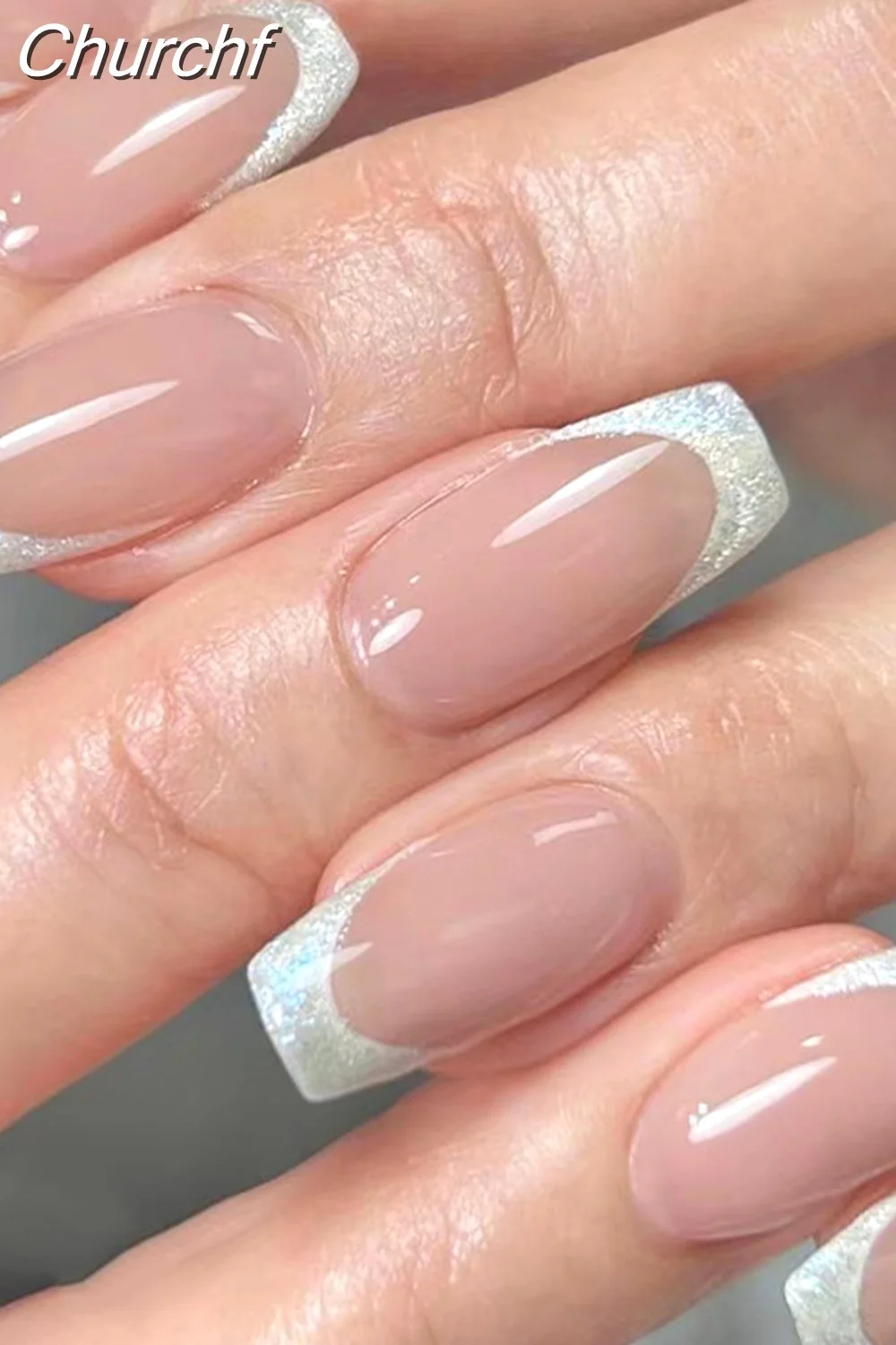 Churchf White Black Short False Nails with Rhinestone Design Fake Nails Press on Nails Acrylic Full Cover Nail Art Tips 1020-0-Nail Inspo