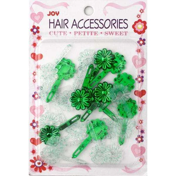 Joy Petit Daisy Barrettes Assorted Green
