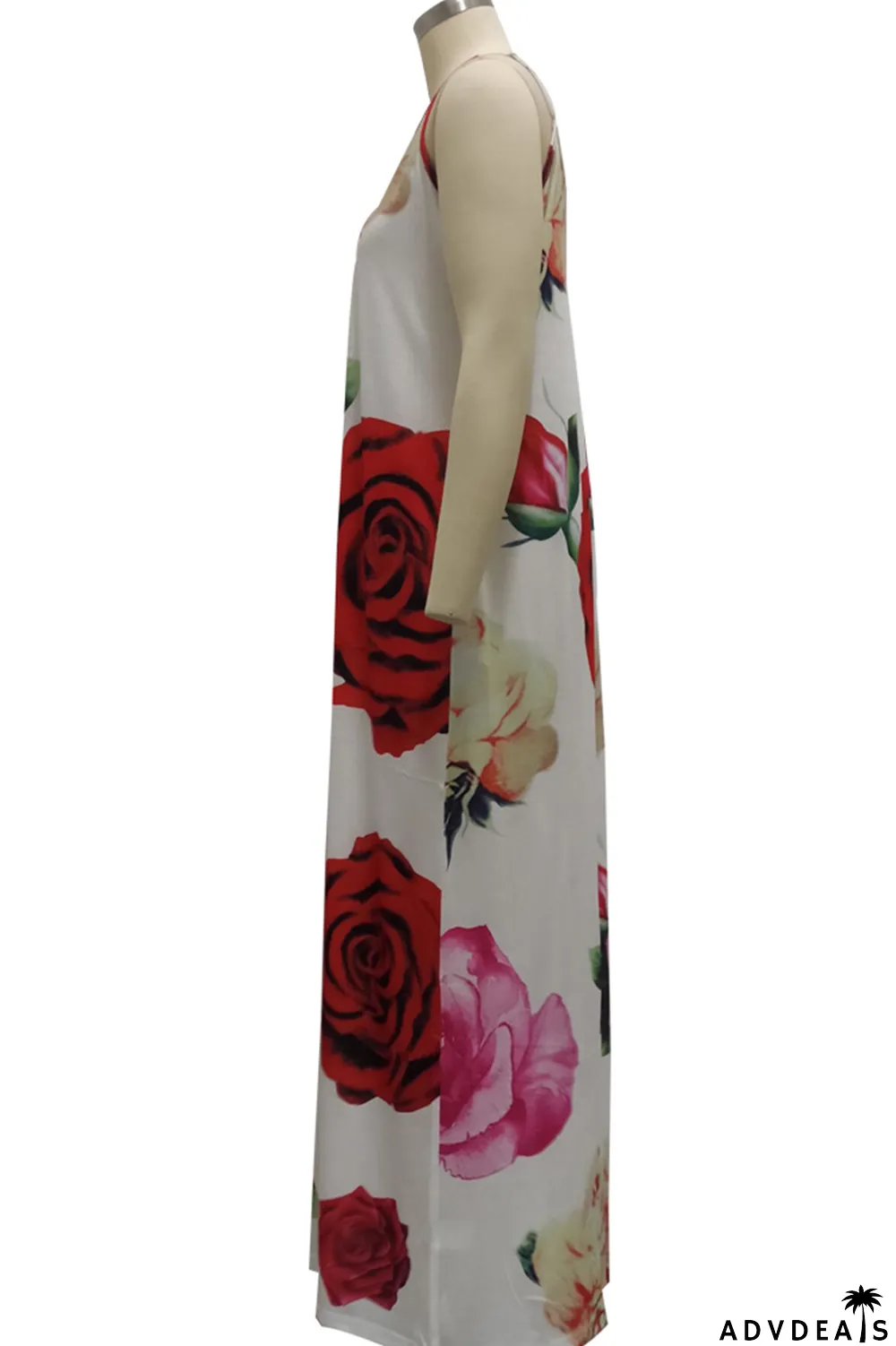 Black Sexy Print Split Joint Spaghetti Strap Straight Dresses