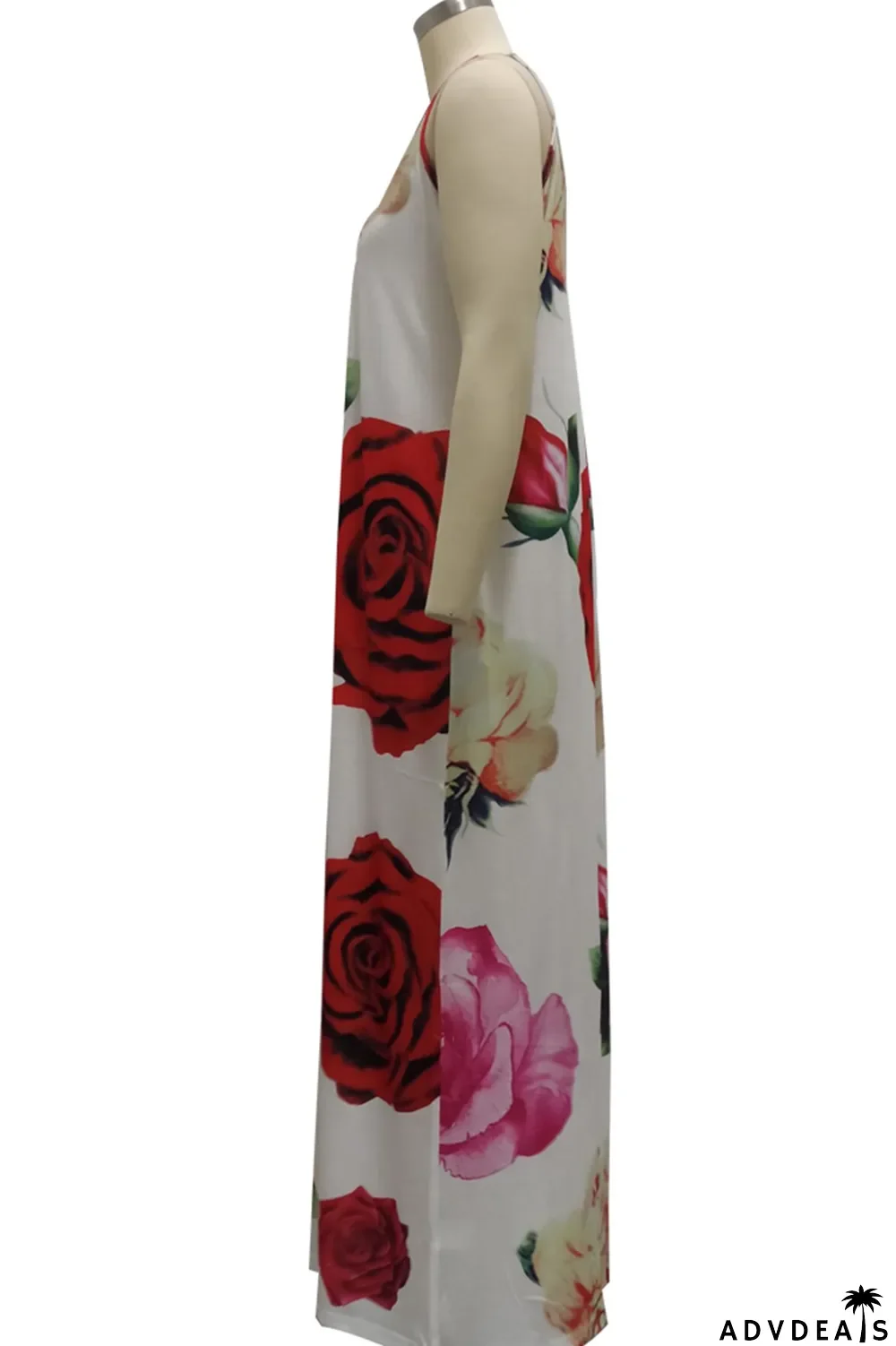 Black Sexy Print Split Joint Spaghetti Strap Straight Dresses