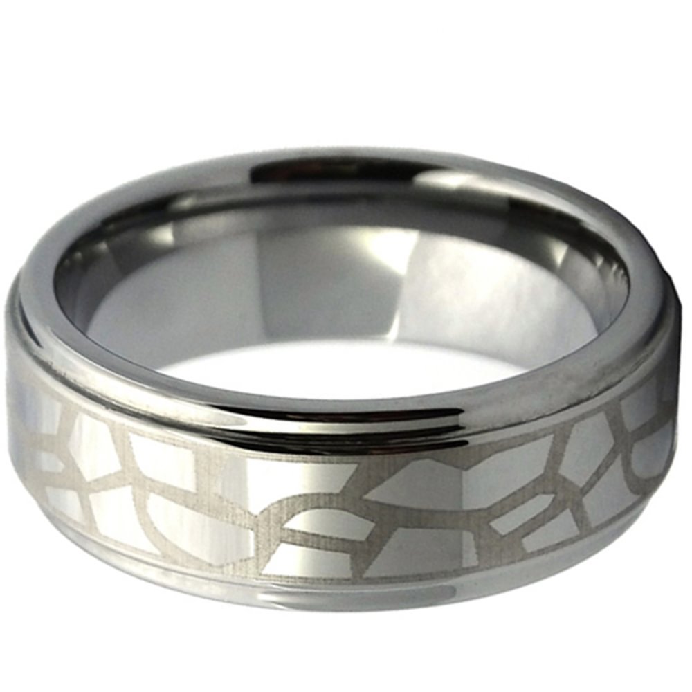 8MM Silver Plated Laser Celtic High Polished Tungsten Carbide Ring Couple Wedding Band
