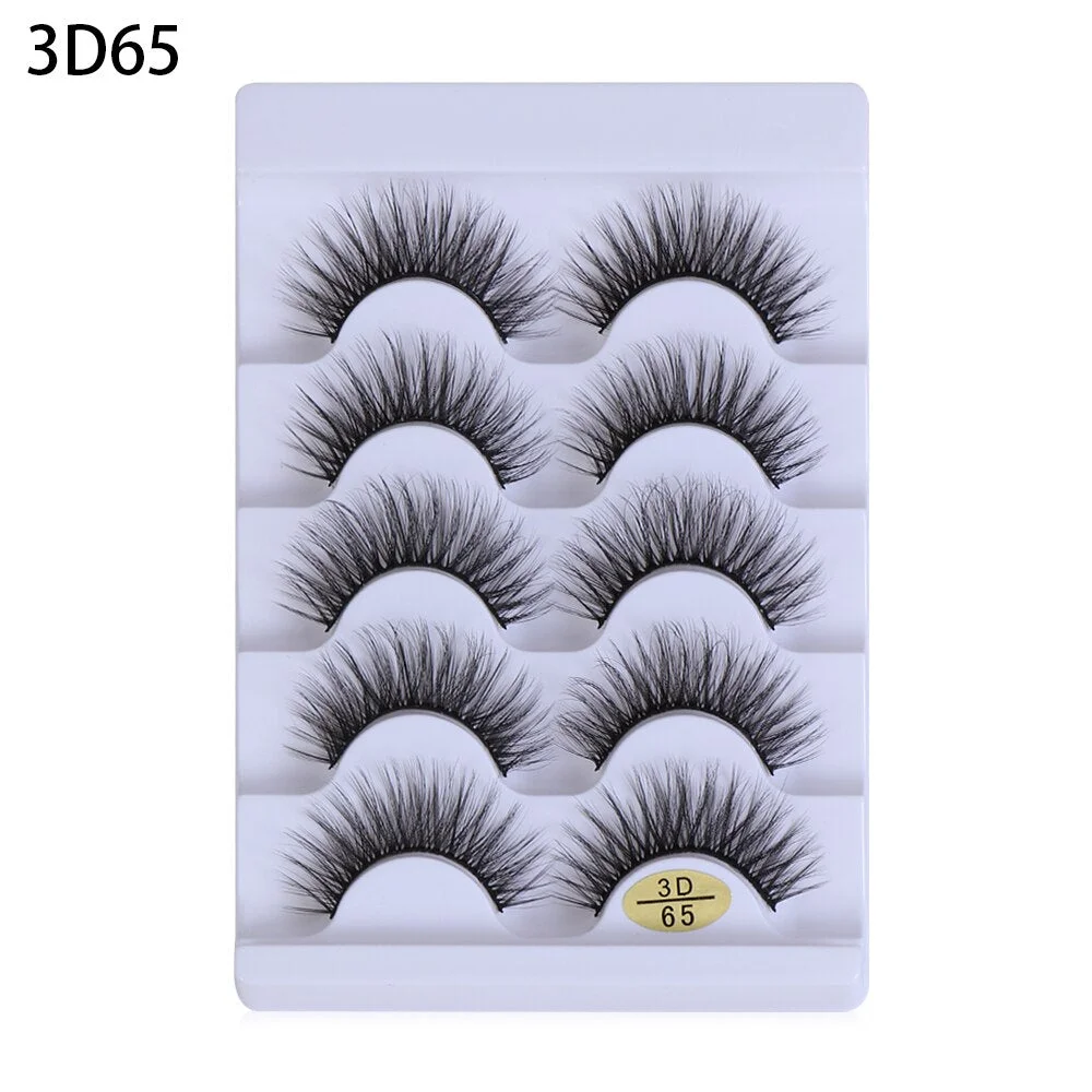 5 pairs of 3D artificial mink false eyelashes small bunch of fluff natural eyelashes manual eyelash extension tool NEW