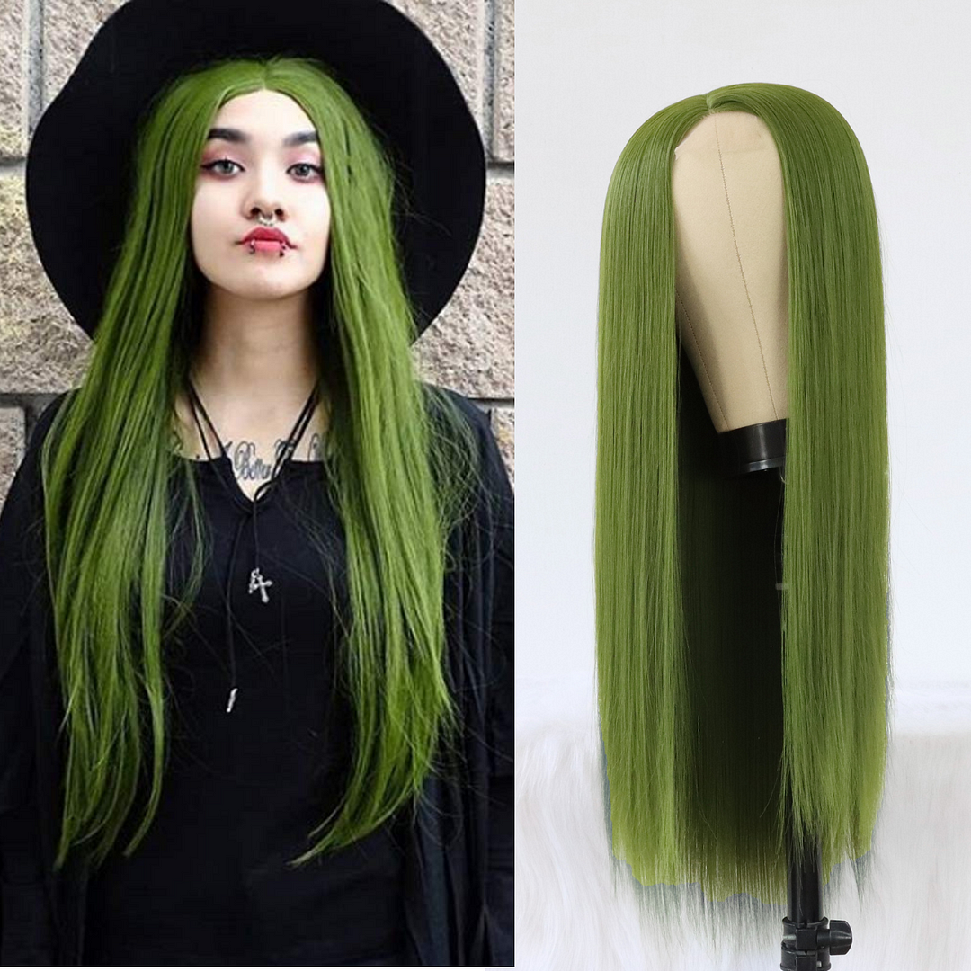 Jewtribute Hair®|Green Synthetic Lace Wigs Long Straight Wigs