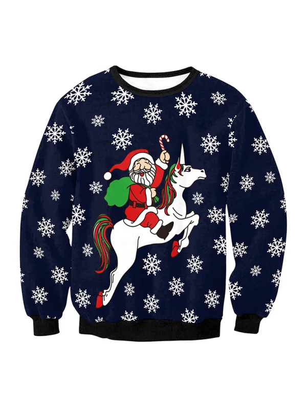 Christmas plus size women's round neck loose pullover Flusfy