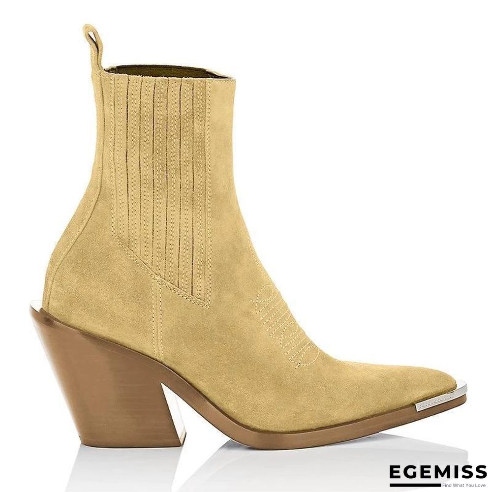 Chunky Heel Pointed Ankle Boots | EGEMISS