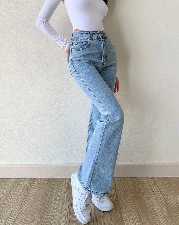 Graduation Gifts  Okuohao Skinny Bell Bottom Jeans High Waist Stretch Straight Slim Fit Flared Denim Pants Fashion Casual Wash Black Y2k Trousers