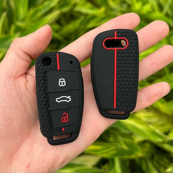 Silicone Car Key Cases Protector Cover For Audi A1 A3 A6 Q2 Q3 Q7 TT TTS R8 S3 S6 RS3 RS6 3 Buttons Folding Remote