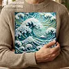 (25x25cm)DIY Wave Framed Handmade Pearl Painting Art Craft Kit Living Home Decor