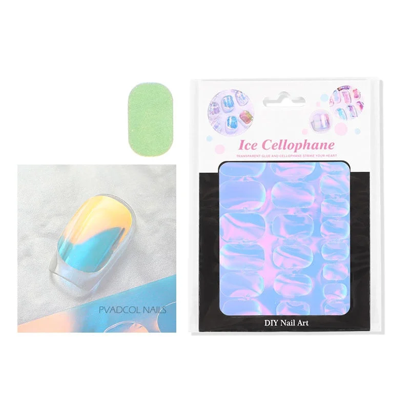 Japanese Nail Art Ice Aurora Nail Sticker Decals Korean Trendy Nails Design Self Adhesive Holographic Slider Manicure Decoration-Nail Inspo