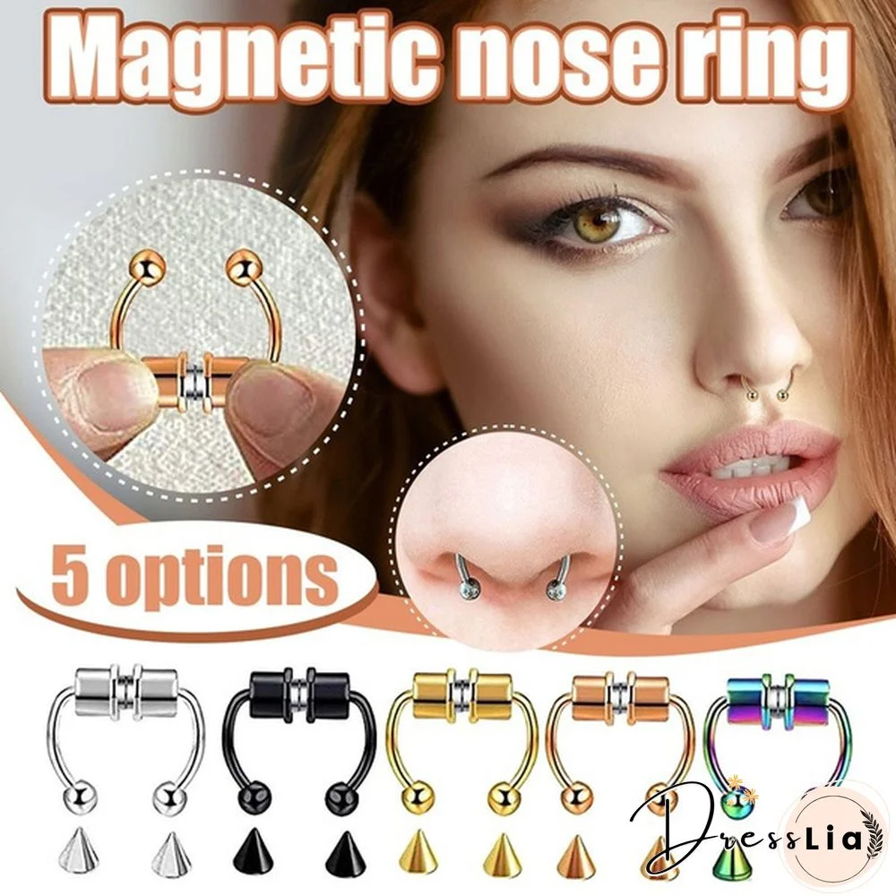 Magnetic Horseshoe Nose Rings 316L Stainless Steel Faux Septum Rings Fake Piercing Clip on Nose Hoop Rings Gift for Women Girl