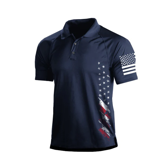 USA FLAG USA FLAG RAGLAN GRAPHIC POLO SHIRT