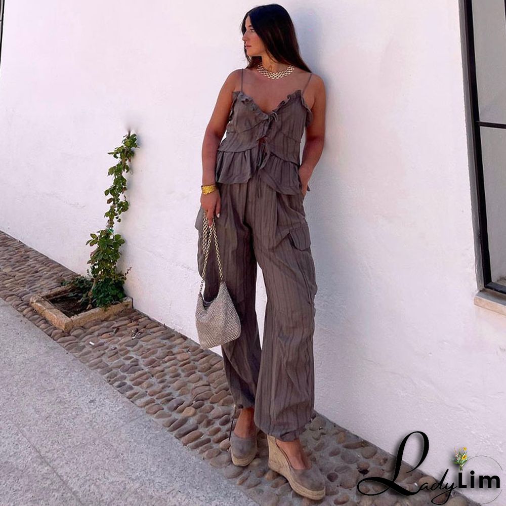 Layered Ruffled Cami and Pants Set