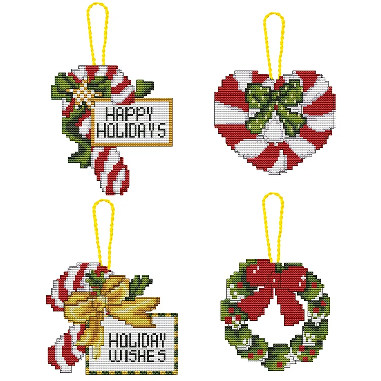 『YiShu』Christmas Garland - Door Hang - 11CT Stamped Cross Stitch(23*23cm)