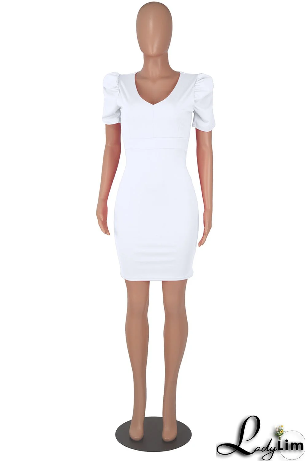 Black Fashion Casual Solid Basic V Neck Short Sleeve Dress Dresses