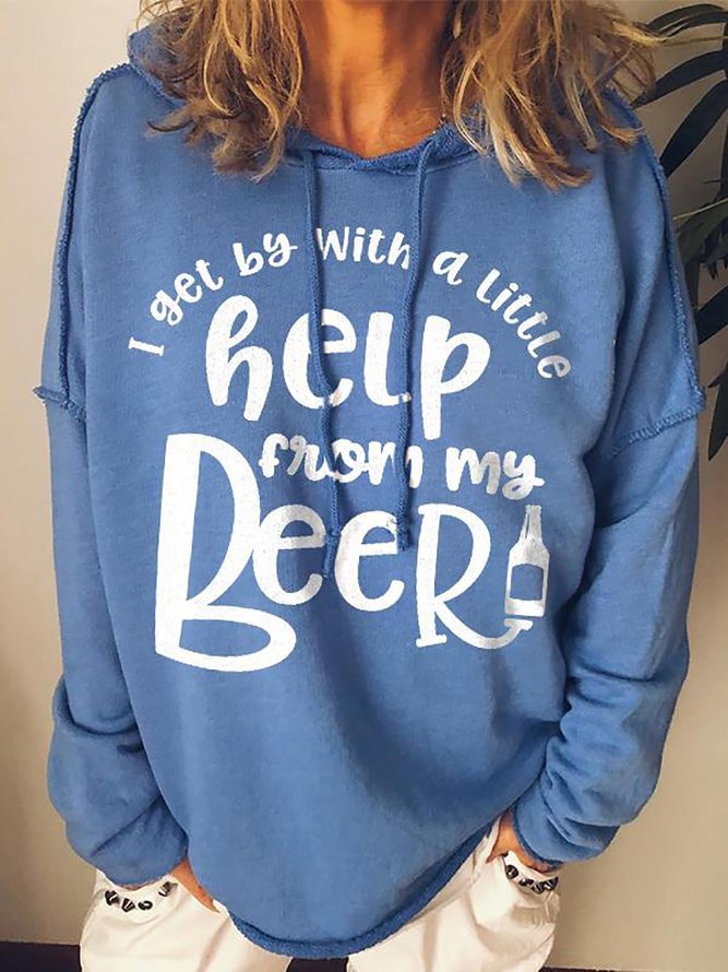 Ladies casual loose beer letter printed sweatshirt Zaesvini
