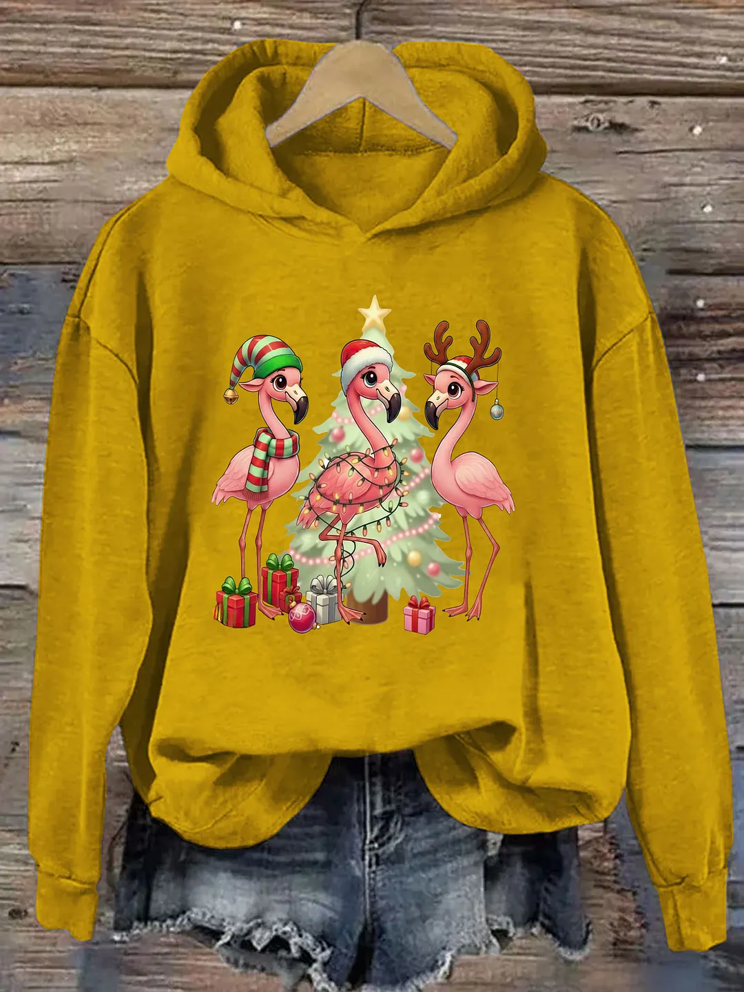Pink Christmas Flamingo Hoodie