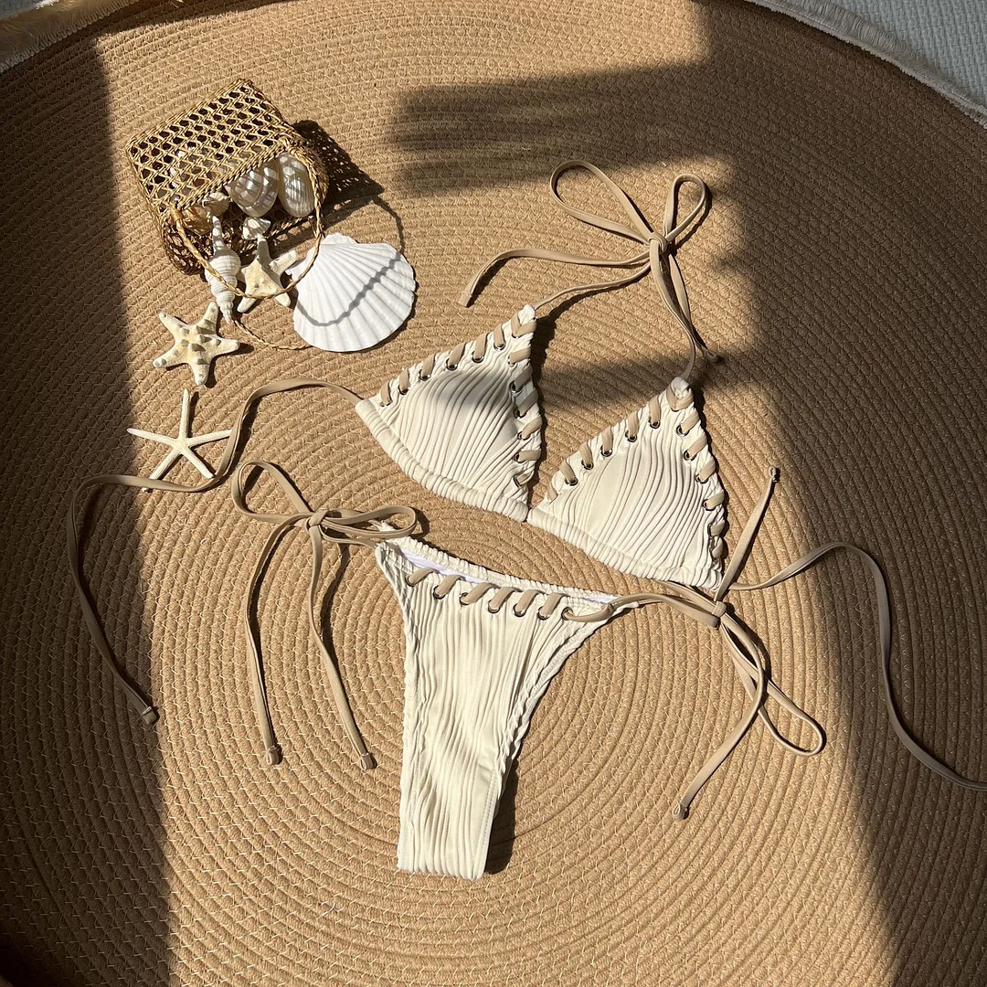 Uveng 2024 New Small Fresh Sweet Individual Split Swimsuit Bikini Bikini